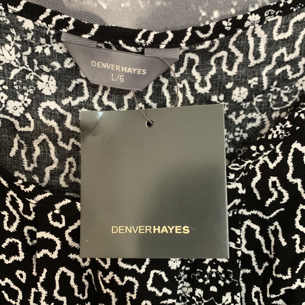Denver Hayes black floral cold shoulder blouse Large NWT - Picture 2 of 5